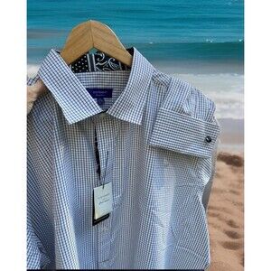 Statement Confidence Dress Shirt w Cuff Links Check Sz 3XL (19-19.5x36/37) NWT
